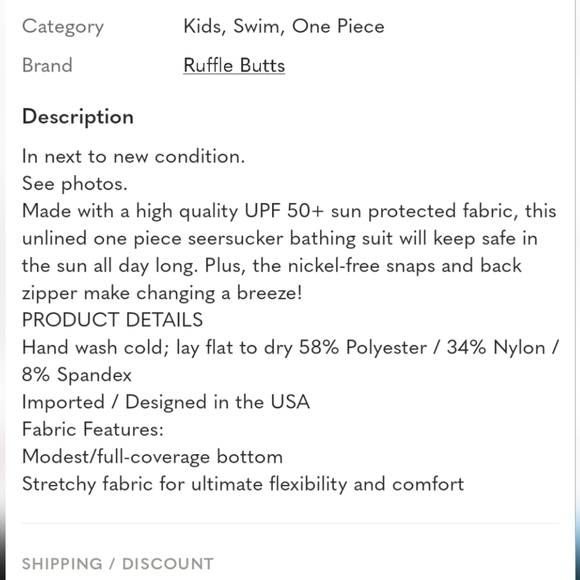 Ruffle Butts Seersucker Long Sleeve Rash Guard Periwinkle Blue Pink Size 6-12 M - Picture 4 of 8